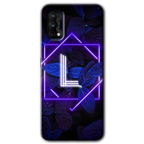 Realme 7 Pro HD Baskılı Kılıf + 9D Tam Ekran Koruyucu - Dark Neon Yaprak L Harfi