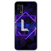 Realme 7 Pro HD Baskılı Kılıf + 9D Tam Ekran Koruyucu - Dark Neon Yaprak L Harfi