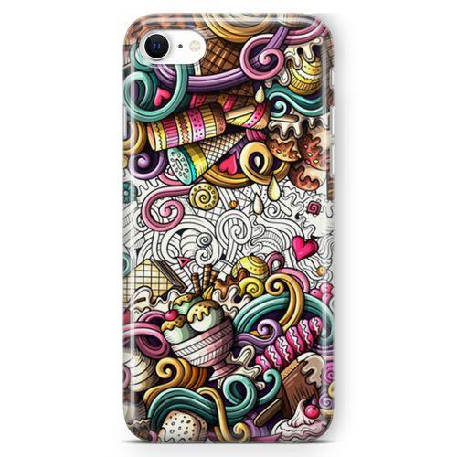 Apple iPhone SE 2020 Kılıf Dondurma Doodle Arka Kapak Koruma Desenli Full Koruyucu
