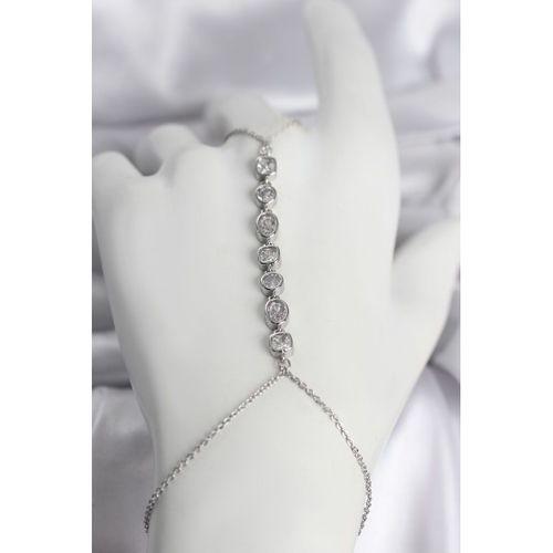 Pirinç Gümüş Renk Sıralı Zirkon Taşlı Kadın Şahmeran