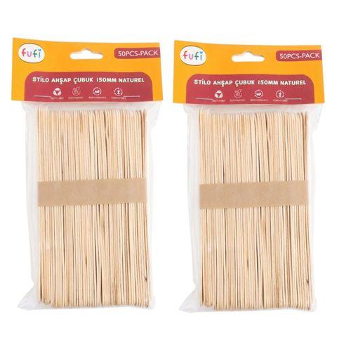 FUFİ AHŞAP DİL ÇUBUĞU NATUREL ( 2 Pakette 100 Adet )