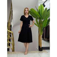 Kadın Kısa Kollu V Yakalı önden Düğmeli A Kesim Dokuma Elbise