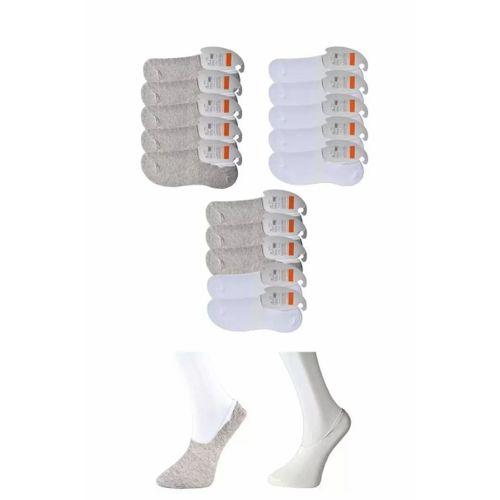 Gri ve Beyaz Erkek Babet Çorap 15 çift