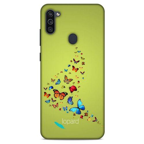Samsung Galaxy M11 Kılıf Kelebek Etkisi (48) Bumper Kılıf Pembe Yeşil