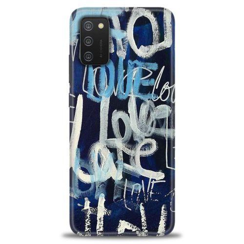 Samsung Galaxy A02S Kılıf HD Baskılı Kılıf - Love Mavi + Tam Ekran Koruyucu