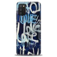 Samsung Galaxy A02S Kılıf HD Baskılı Kılıf - Love Mavi + Tam Ekran Koruyucu