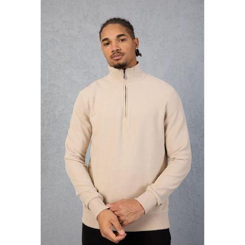 Lars Selanik Örme Kumaş Yarım Fermuar Erkek Sweatshirt - Çakıl