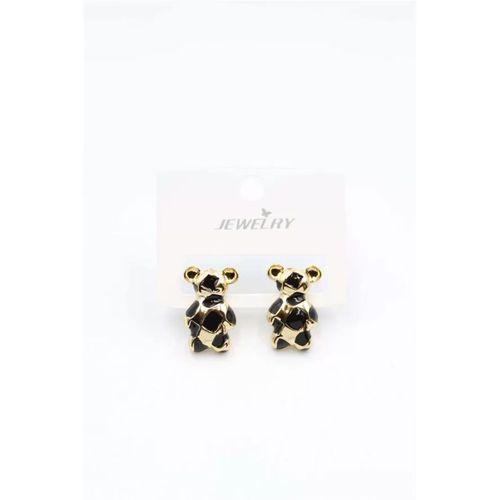 Mineli Ayıcık Küpe - Siyah