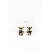 Mineli Ayıcık Küpe - Siyah