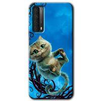 MRCİLETİSİM Huawei P Smart 2021 Kılıf HD Desen Baskılı Arka Kapak + Temperli Cam - Çılgın Kedi