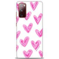 Samsung Galaxy S20 FE Kılıf HD Baskılı Kılıf - Pembe Kalpler + Tam Ekran Koruyucu
