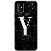 İnfinix Hot 10 Kılıf HD Desen Baskılı Arka Kapak - Siyah Mermer Desenli Y Harfi
