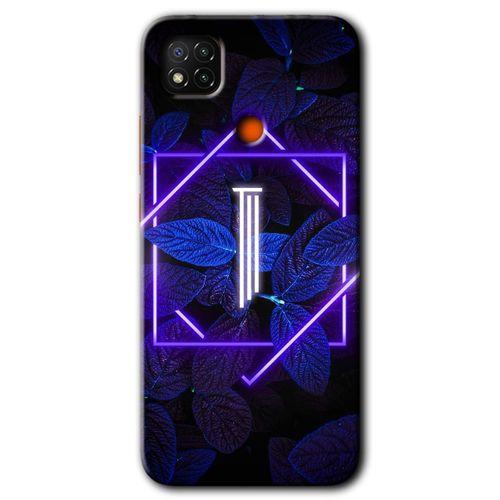 Redmi 9c Kılıf HD Desen Baskılı Arka Kapak - Dark Neon Yaprak I Harfi