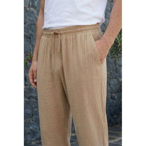 Hafif ve Rahat Müslin Baggy Erkek Pantolon - Tiramisu