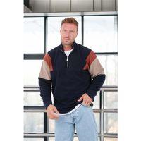 Oversize Erkek Kolları Garnili Selanik Örme Erkek Sweatshirt - Lacivert