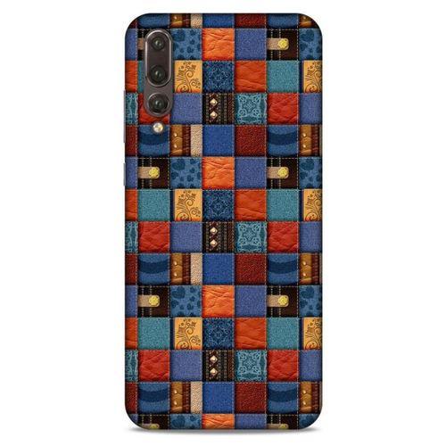Huawei P20 Pro Kılıf Patchwork (16) Kalın Kılıf Turuncu Mavi