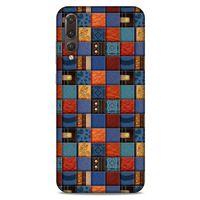 Huawei P20 Pro Kılıf Patchwork (16) Kalın Kılıf Turuncu Mavi