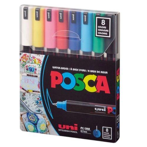 UNİBALL POSCA 07 SU BAZLI POSTER MARKÖRÜ ANA RENK 8'li (UNİ-PC-1MR) / 8C SET