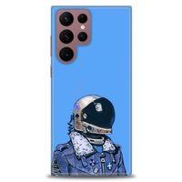 Samsung Galaxy S22 Ultra Kılıf HD Baskılı Kılıf - Mavi Astronot + Tam Ekran Koruyucu