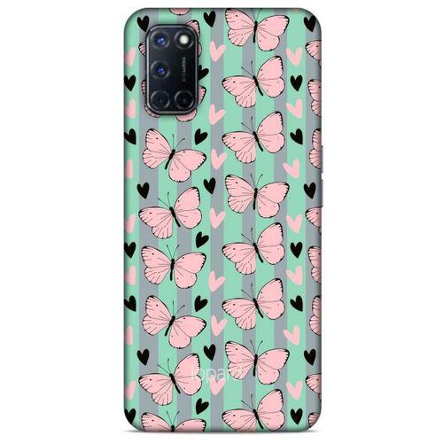 Oppo A92 Kılıf Kelebek Etkisi (43) Thin Fit Kılıf Kahve Yeşil