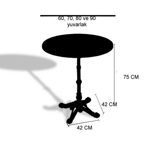 Dockers Çipa 1002 Döküm Ayak Yuvarlak Masa Çap 80cm - (Werzalit, Wermodin ve Allzalit Tabla) - Magma