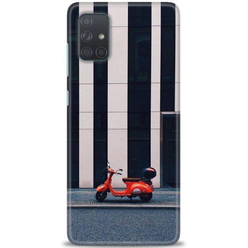 Samsung Galaxy A51 Kılıf HD Baskılı Kılıf - Kırmızı Motor + Tam Ekran Koruyucu