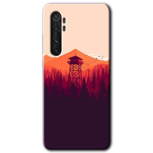 Xiaomi Mi Note 10 Lite Kılıf HD Desen Baskılı Arka Kapak + Temperli Cam - Gözlem Kulesi