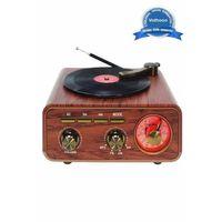 Nostaljik Tasarım Plak Çalar Görünümlü Radyolu Bluetooth Hoparlör Retro Müzik Plak