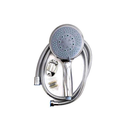 4 Kademeli Mavi Duş Seti El Duşu Başlığı Spiral Hortum Ve Duvar Askısı