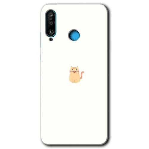 MRCİLETİSİM Huawei P30 Lite Kılıf Baskılı Kapak - Cat Minimalism + 5D Tam Kaplayan Cam