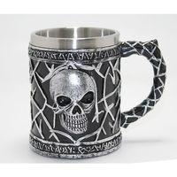 Gotik Kurukafa 3d Kabartmalı Paslanmaz Çelik Kupa Bardak