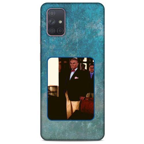 Samsung Galaxy A71 Kılıf Atatürk (30) Silicone Case Turkuaz Taş