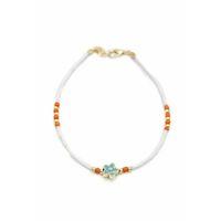 Boncuklu Çiçek  Halhal - Mavi