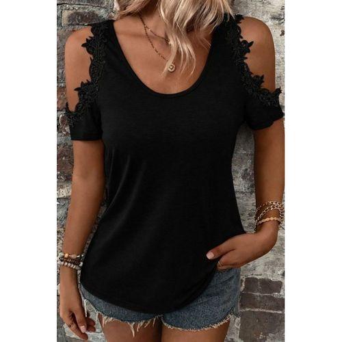 Kadın Omuzlardan Açık Yuvarlak Yakalı Viskon Bluz