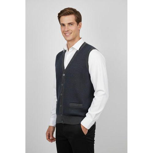 Erkek Düğmeli Yelek Cepli Çelik Örgü Klasik Kalıp BGL-ST04835