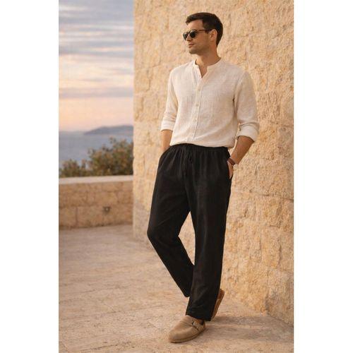 Hafif ve Rahat Müslin Baggy Erkek Pantolon - Siyah