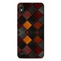 LG K20 2019 Kılıf Patchwork (1) Kılıfı Kahverengi Bordo