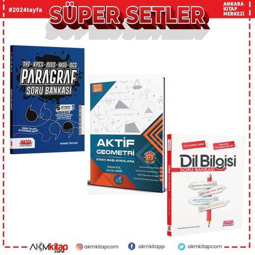 Aktif Geometri TYT AYT 0 dan Başlayanlara ve AKM Paragraf ile Dil Bilgisi Soru Bankası Seti 3 Kitap