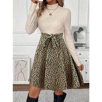 Kadın Uzun Kollu Balıkçı Yaka Belden Bağlamalı üst Kaşkorse Eteği Dalgıç Elbise