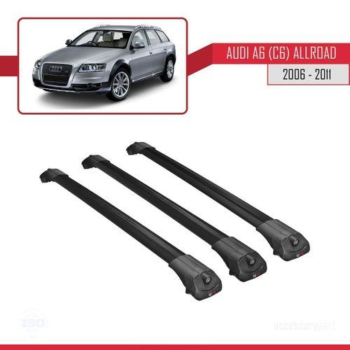 Audi A6 (C6) ALLROAD 2006-2011 Arası ile uyumlu ACE-1 Ara Atkı Tavan Barı SİYAH 3 ADET BAR