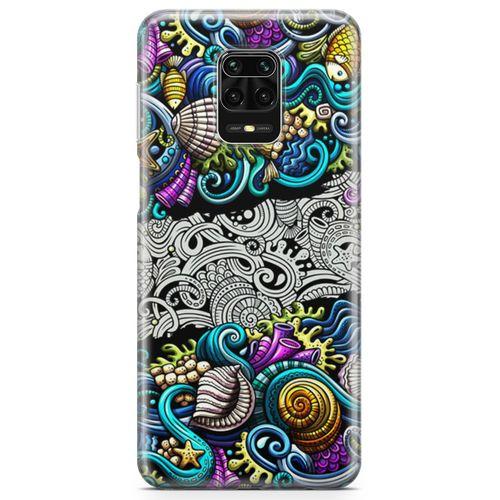 Xiaomi Redmi Note 9S Kılıf Deniz Mahsulleri Doodle Arka Kapak Koruma Desenli Full Koruyucu