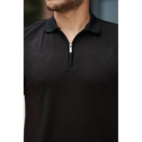 Erkek Fermuarlı Yaka Kısa Kollu Tişört