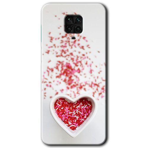 Xiaomi Redmi Note 9s HD Baskılı Kılıf + 9D Tam Ekran Koruyucu - Kalpli Şekerleme