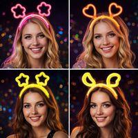 Karanlıkta Parlayan Glow Taç Seti 12 Adet – Yıldız Kalp Ay Çiçek (Her Model 3 Adet)