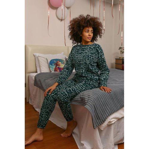 Kadın Uzun Kol 3 İplik Penye Pijama Takım Yeşil