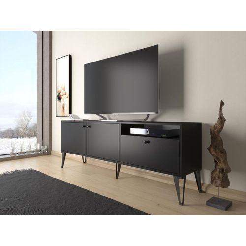 Wood'n Love Atoka 160 Cm Metal Ayaklı Dolaplı, Minifiks Bağlantı Tv Ünitesi - Siyah / Siyah