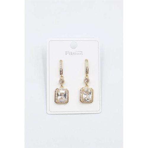 Taşlı Baget Küpe - Altın