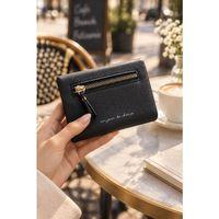 Siyah Dügmeli Dügmeli Kadın Cüzdanı