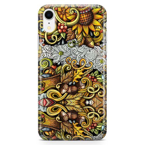 Apple iPhone XR Kılıf Palamut Doodle Arka Kapak Koruma Desenli Full Koruyucu