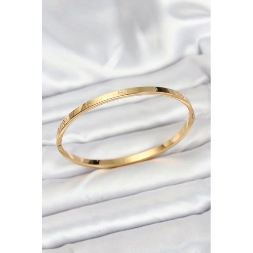 316L Çelik Gold Renk 65 mm İnce Kadın Kelepçe Bileklik